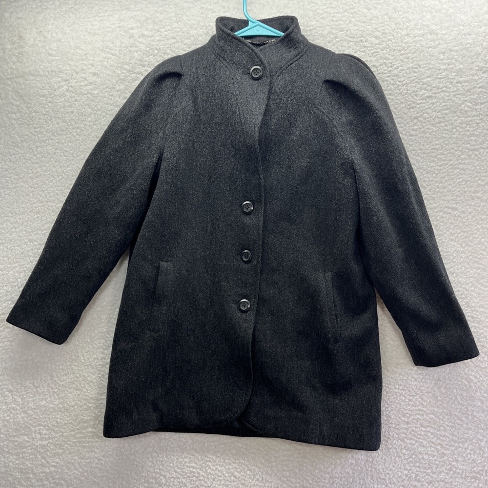 International Scene Coat Womens 7/8 Gray Wool‎ Blend Yogoslavia Classic Vintage